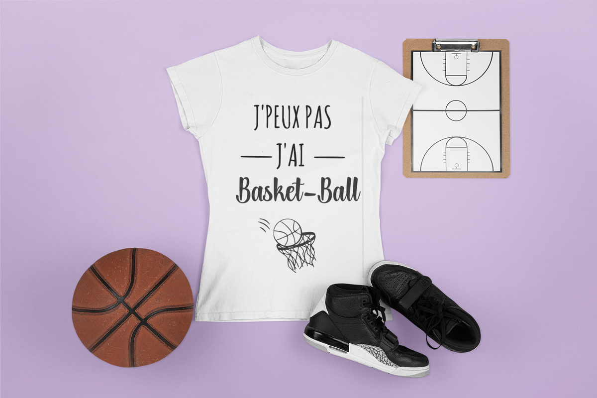Tee shirt humour j'peux pas j'ai basket ball, tee shirt basket