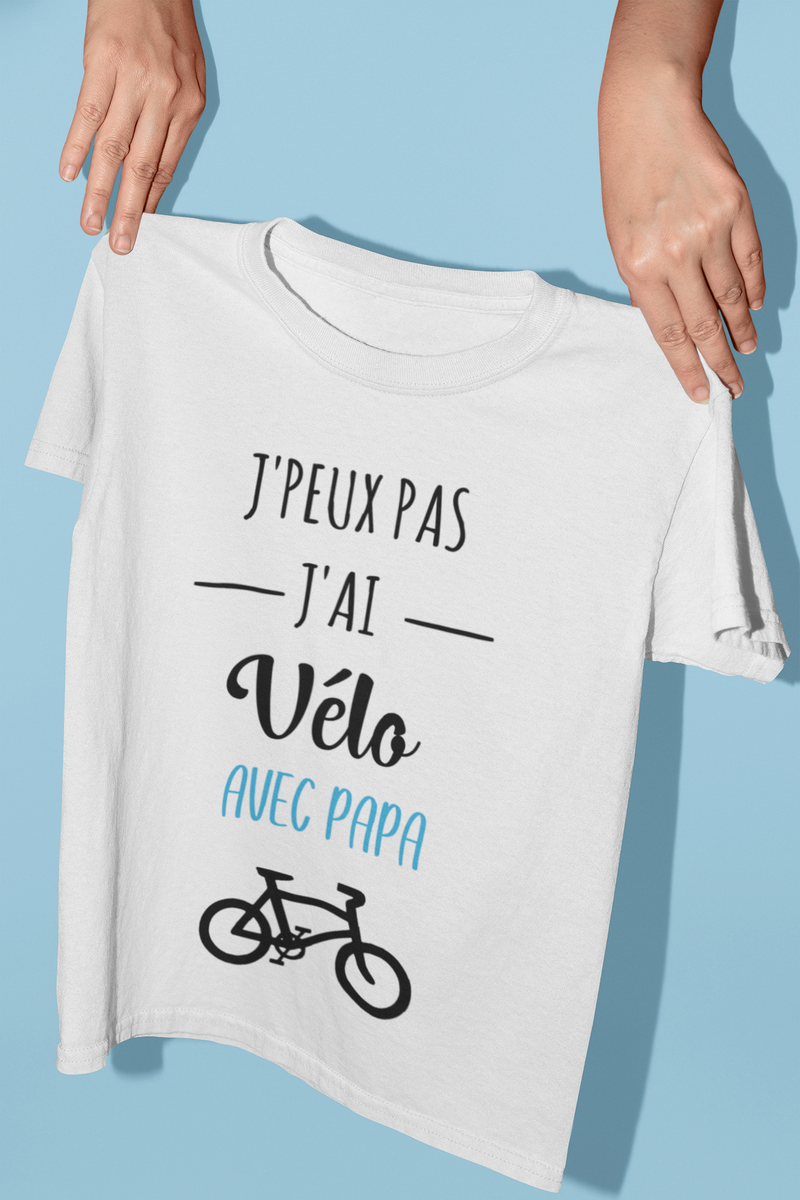 Tee shirt j'peux pas j'ai vélo avec, tee shirt duo père et fils