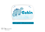 Kit rentrée école personnalisé – Motif dinosaure bleu,  boîte à goûter, trousse, gourde personnalisée (Copie) (Copie) (Copie)