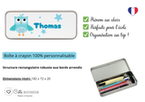 Kit rentrée école personnalisé – Motif chouette, boîte à goûter, trousse, gourde personnalisée (Copie)