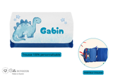 Kit rentrée école personnalisé – Motif dinosaure bleu,  boîte à goûter, trousse, gourde personnalisée (Copie) (Copie) (Copie)