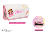 Kit rentrée école personnalisé – Motif princesse, boîte à goûter, trousse, gourde personnalisée (Copie) (Copie)