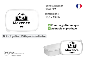 Kit rentrée école personnalisé – Motif football, boîte à goûter, trousse, gourde personnalisée (Copie)