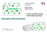 Kit rentrée école personnalisé – Motif dinosaure vert,  boîte à goûter, trousse, gourde personnalisée (Copie) (Copie) (Copie) (Copie)