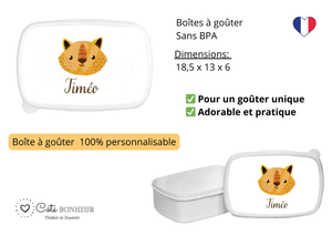 Kit rentrée école personnalisé – Motif renard, boîte à goûter, trousse, gourde personnalisée (Copie) (Copie) (Copie)