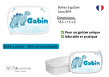 Kit rentrée école personnalisé – Motif dinosaure bleu,  boîte à goûter, trousse, gourde personnalisée (Copie) (Copie) (Copie)