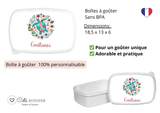 Kit rentrée école personnalisé – Motif tortue colorée, boîte à goûter, trousse, gourde personnalisée (Copie)