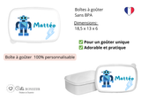 Kit rentrée école personnalisé – Motif robot bleu,  boîte à goûter, trousse, gourde personnalisée (Copie) (Copie) (Copie) (Copie)