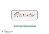Kit rentrée école personnalisé – Motif arc-en-ciel, boîte à goûter, trousse, gourde personnalisée
