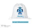 Kit rentrée école personnalisé – Motif robot bleu,  boîte à goûter, trousse, gourde personnalisée (Copie) (Copie) (Copie) (Copie)
