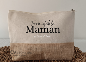Trousse maman personnalisée "formidable maman" , pochette maman personnalisée, grande trousse maman, cadeau fête des mères