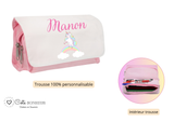 Kit rentrée école personnalisé – Motif licorne, boîte à goûter, trousse, gourde personnalisée (Copie)