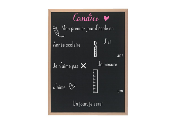 Tableau de rentrée scolaire personnalisé , Tableau premier jour d’école réutilisable - Ardoise rentrée scolaire personnalisée