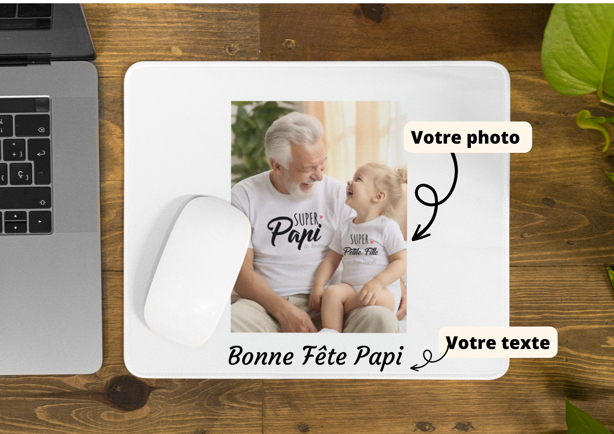 Tapis de souris Super papy - Le Monde de Bibou - Cadeaux personnalisés