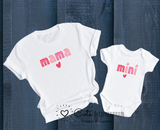 T-shirt maman mini, maman & mini , maman et bébé , tee shirt assorti famille, tee shirt personnalisé