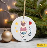 Ornement de noël personnalisé souris, ornement noel céramique enfant personnalisable, boule de noël personnalisée, mon premier noël