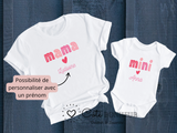T-shirt maman mini, maman & mini , maman et bébé , tee shirt assorti famille, tee shirt personnalisé