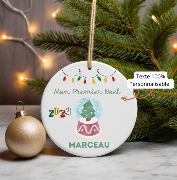 Ornement de noël personnalisé mon premier noël, ornement noel céramique enfant , boule de noël personnalisée, mon premier noël