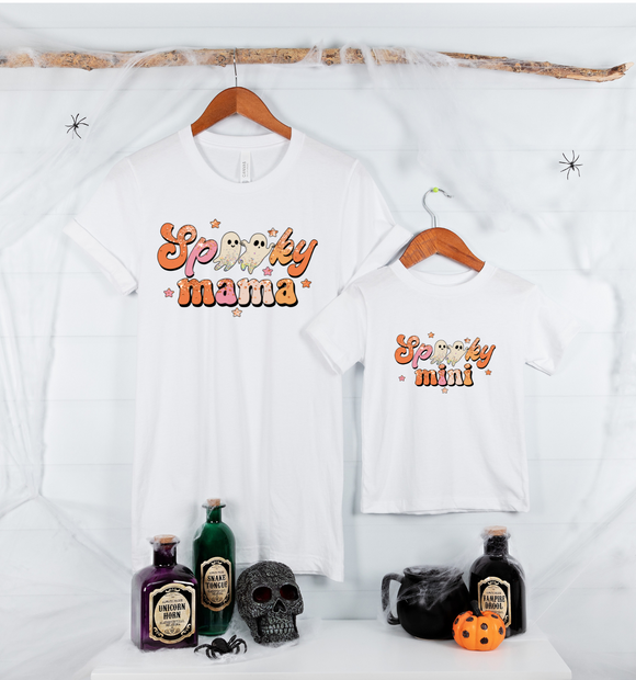 Tee shirt/ body Halloween maman mini personnalisé ,tenue halloween maman mini, spooky mama, spooky mini