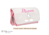 Kit rentrée école personnalisé – Motif licorne, boîte à goûter, trousse, gourde personnalisée (Copie)
