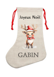 Chaussette de noël personnalisée renne, chaussette de noël, bas de noël enfant, botte de noël personnalisée, premier noël bébé