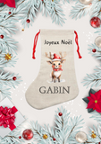 Chaussette de noël personnalisée renne, chaussette de noël, bas de noël enfant, botte de noël personnalisée, premier noël bébé