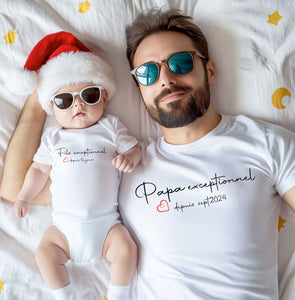Tee shirt papa/enfant exceptionnel personnalisé tee shirt matchy