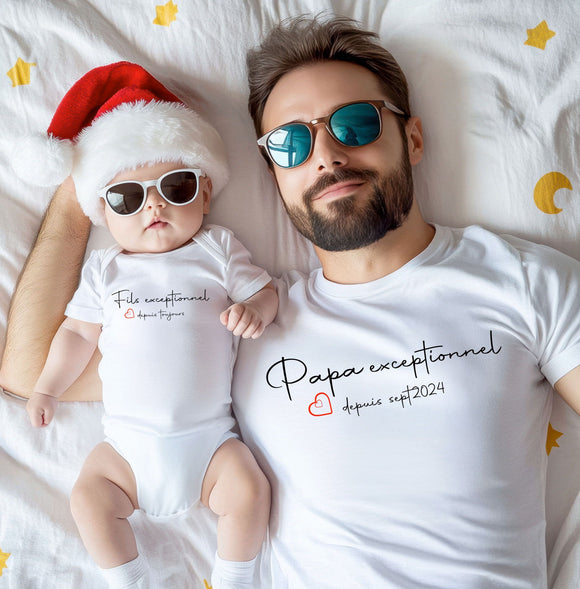 Tee shirt papa/enfant exceptionnel personnalisé tee shirt matchy papa fils, papa fille papa et mini papa et enfant, tenue assortie