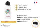 Kit rentrée école personnalisé – Motif tortue colorée, boîte à goûter, trousse, gourde personnalisée (Copie)