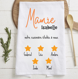 Torchon mamie personnalisé cuisinière étoilée , cadeau fête des mamies personnalisé , fête des grands mères