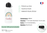 Kit rentrée école personnalisé – Motif arc-en-ciel, boîte à goûter, trousse, gourde personnalisée