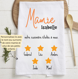 Torchon mamie personnalisé cuisinière étoilée , cadeau fête des mamies personnalisé , fête des grands mères