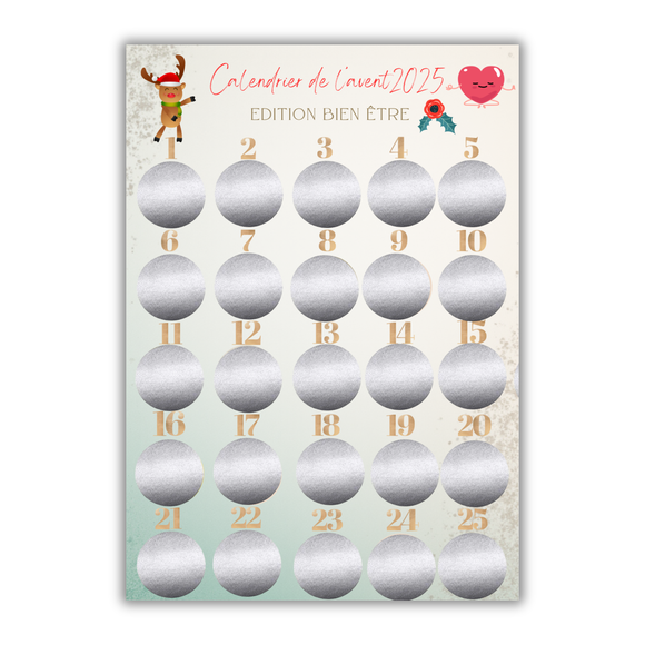 Calendrier de l’Avent bien être à Gratter personnalisé – 25 activités pour prendre soin de soi