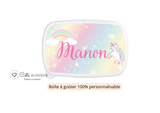 Kit rentrée école personnalisé – Motif licorne, boîte à goûter, trousse, gourde personnalisée (Copie)