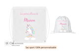 Kit rentrée école personnalisé – Motif licorne, boîte à goûter, trousse, gourde personnalisée (Copie)