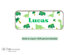 Kit rentrée école personnalisé – Motif dinosaure vert,  boîte à goûter, trousse, gourde personnalisée (Copie) (Copie) (Copie) (Copie)