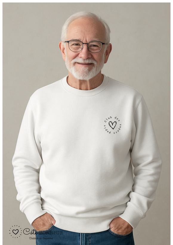Sweat personnalisé club des supers papis, Cadeau fête des grands-pères, anniversaire ,Noël – Pull grand-père personnalisé