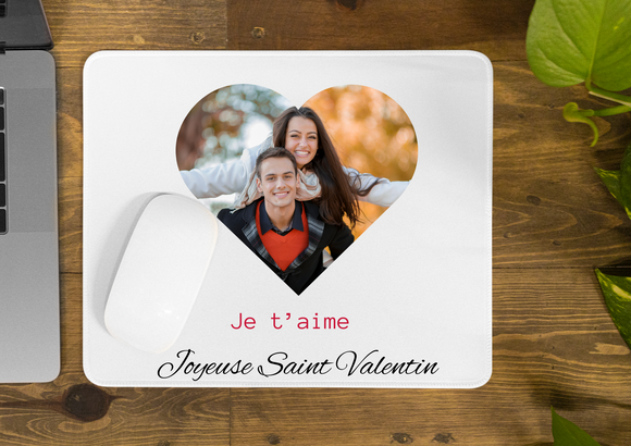 Tapis souris personnalisé photo coeur saint valentin, tapis de souris couple , tapis souris photo , cadeau saint valentin personnalisé