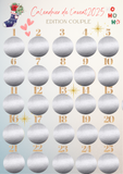 Calendrier de l’Avent Couple 2025 à Gratter personnalisé – 25 activités romantiques à partager – Idée cadeau original amoureux, Noël en duo