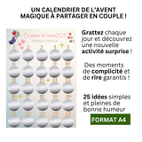 Calendrier de l’Avent Couple 2025 à Gratter personnalisé – 25 activités romantiques à partager – Idée cadeau original amoureux, Noël en duo