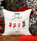 Coussin famille noël personnalisé, cadeau noël personnalisé, oreiller personnalisé , cadeau noël