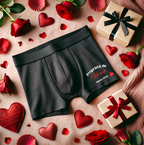 boxer personnalisé propriété de, cadeau homme personnalisé, caleçon personnalisé, caleçon saint valentin