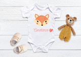 body ou t- shirt enfant personnalisé renard et prénom , t-shirt maternelle renard , tenue personnalisée, body personnalisé