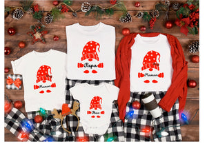 ee shirt noël famille gnomes, tee shirt noël assortis, tenue noël famille, tee shirt noël personnalisé, noël personnalisé