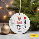 Ornement de noël personnalisé souris, ornement noel céramique enfant personnalisable, boule de noël personnalisée, mon premier noël
