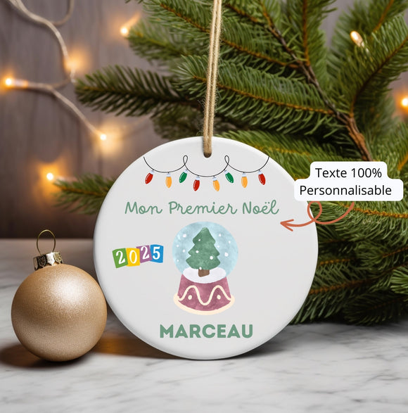 Ornement de noël personnalisé mon premier noël, ornement noel céramique enfant , boule de noël personnalisée, mon premier noël