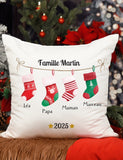 Coussin famille noël personnalisé, cadeau noël personnalisé, oreiller personnalisé , cadeau noël
