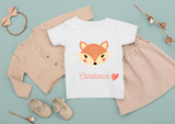 body ou t- shirt enfant personnalisé renard et prénom , t-shirt maternelle renard , tenue personnalisée, body personnalisé