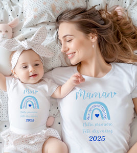 Tee shirt maman mini, première fête des mères, maman et moi, maman et bébé , tee shirt duo, tee shirt famille, tee shirt personnalisé
