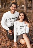 Annonce grossesse noël t-shirt couple je bois pour 3, je mange pour 2, futur papa, future maman, futurs parents